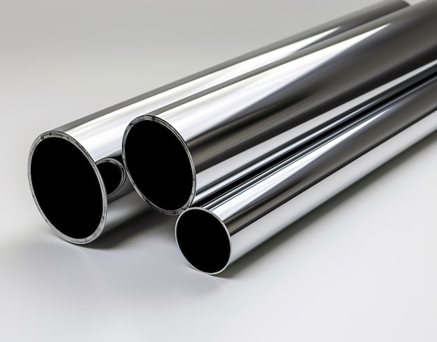 Foto tubos de acero inoxidable en la fábrica