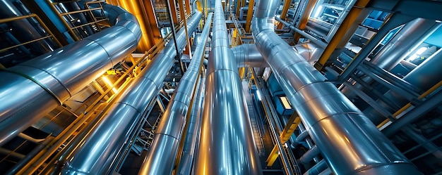 Tubos y conductos industriales en una central eléctrica moderna Foto