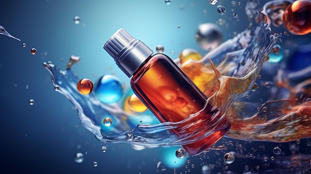 Tubos cosméticos 3d modelo de anúncio aqua water splash drop ilustração realista