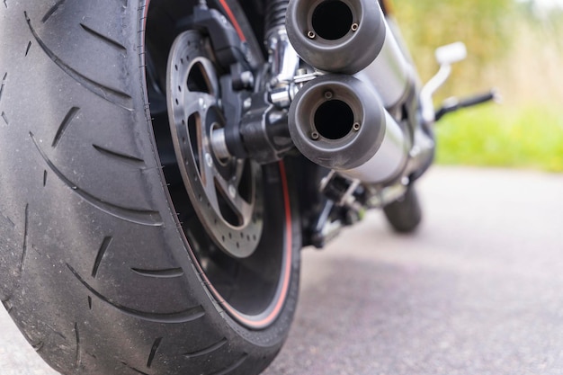 Tubos de escape da motocicleta, traseira da motocicleta