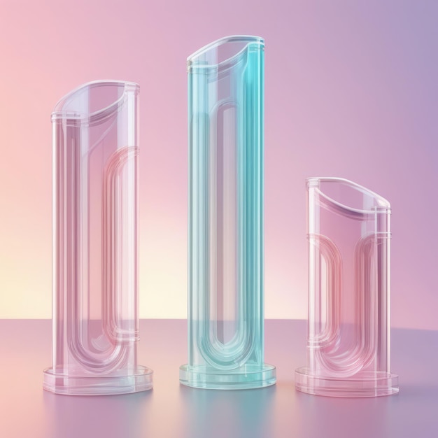 Tubos de vidro transparente de cores pastel