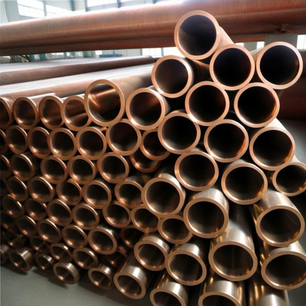 Foto tubos de intercambiador de calor de bronce de cobre fábrica de metalurgia pesada no férrica producción industrial de