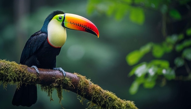 Tucan sitzt auf dem Zweig im Wald