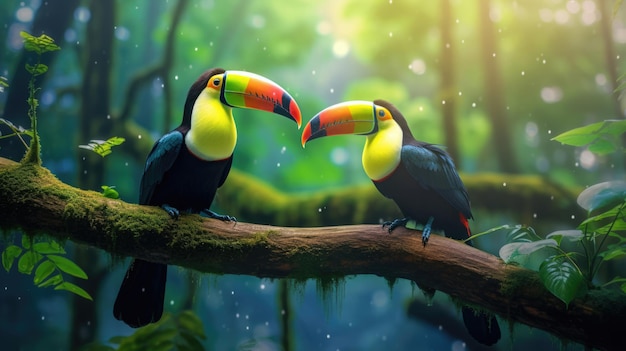 Tucan sitzt auf dem Zweig im Wald