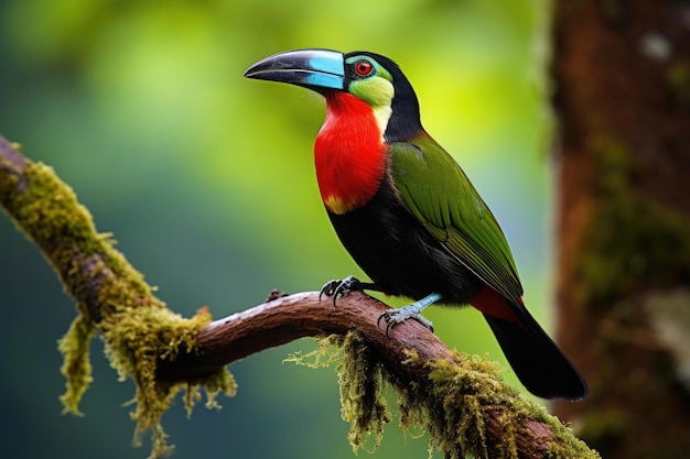 Foto tucano americano tropical com plumagem verde