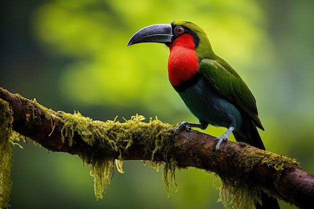 Tucano americano tropical com plumagem verde