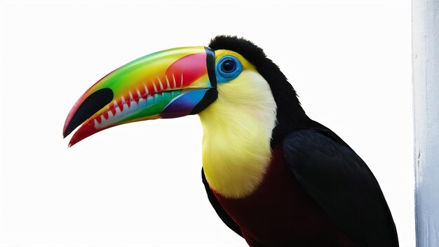 Tucano pássaro colorido em branco