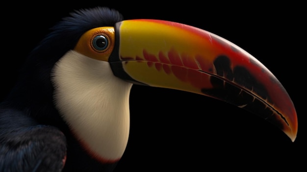 Tucano toco Ramphastos toco isolado em fundo escuro AI Generative