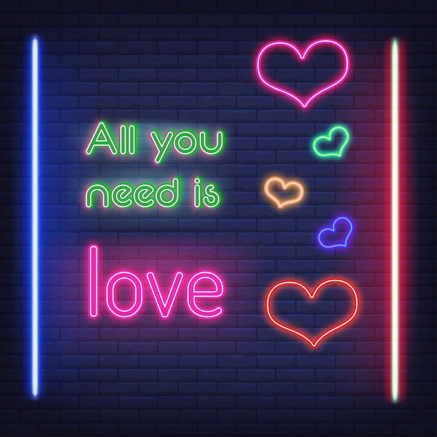 Foto tudo o que você precisa é amor coração neon sign light sign light banner