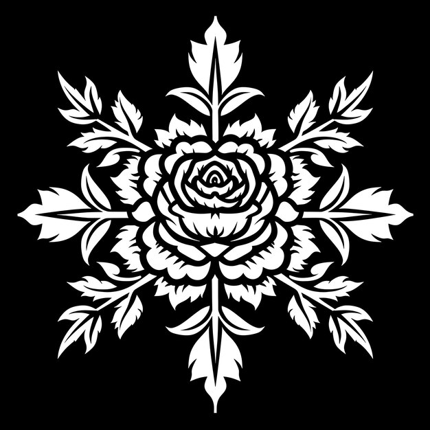 Tudor-Rose-Logo mit Blättern und Dornen für Dekorationen mit T-Shirt-Tattoo-Tinte-Outline CNC-Einfach