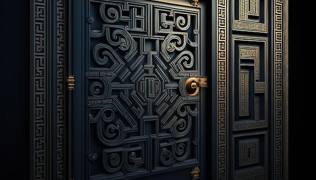 Tür mit labyrinthischem Design, digitale Kunstillustration, generative KI