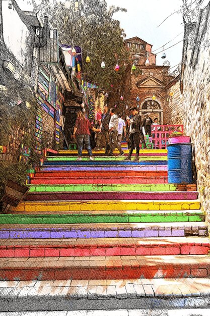 Foto türkei farbbleistiftlandschaft von istanbul