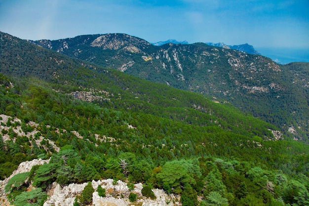 Türkische grüne Tahtali-Bergluftlandschaftsansicht