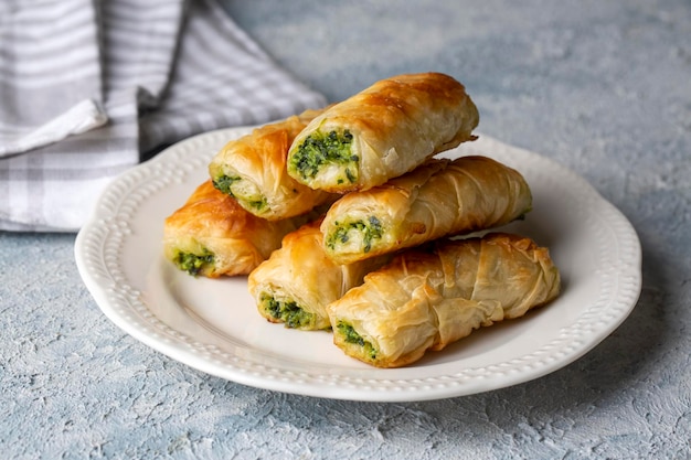 Türkisches Tepsi Boregi, Round Borek, Blechgebäck (türkischer Name; rulo borek - sigara boregi)