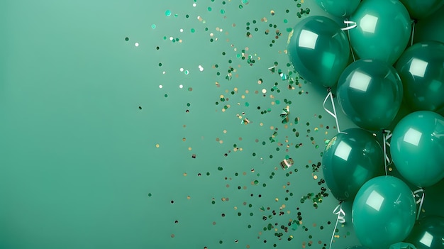Türkisgrüne Ballons Zusammensetzung Hintergrund Feier-Design-Banner
