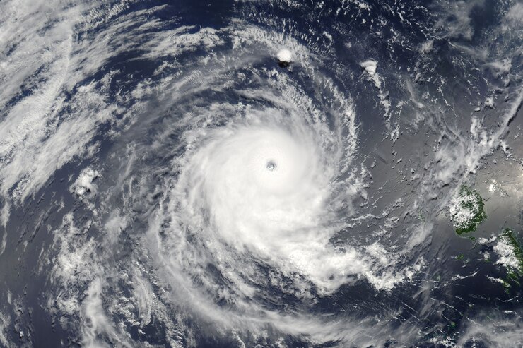 Foto tufão sobre o planeta terra. elementos desta imagem fornecidos pela nasa