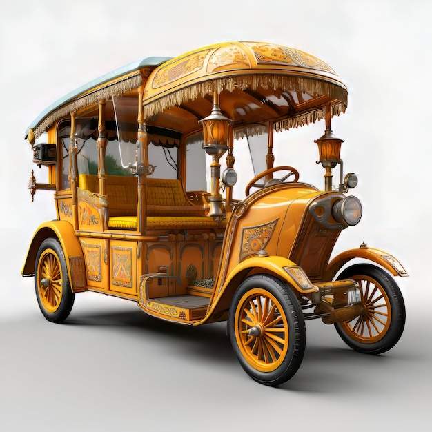 Tuktuk-Taxi auf weißem Hintergrund 3D-Rendering