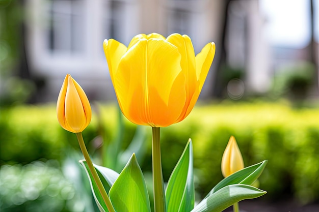 Tulipa amarela no jardim