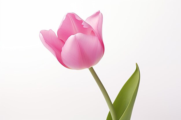 Foto tulipa rosa isolada sobre um fundo branco