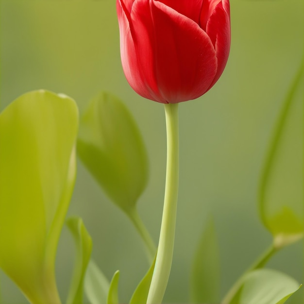 tulipa vermelha com fundo verde