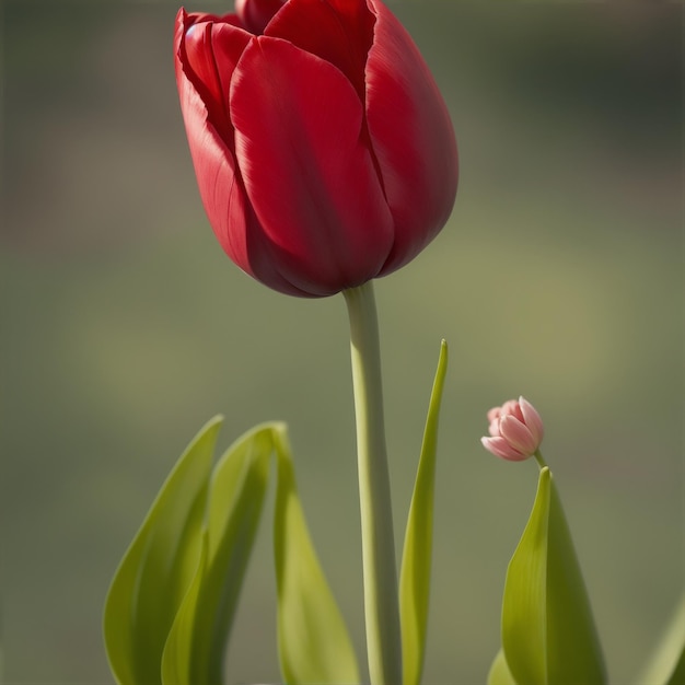 tulipa vermelha com fundo verde