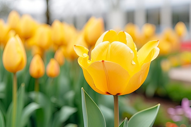 Tulipán amarillo en el jardín.