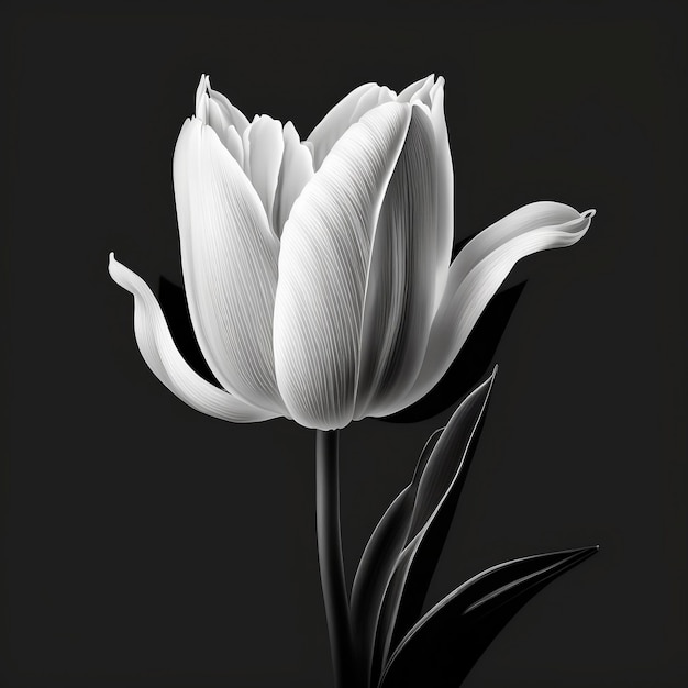 Un tulipán blanco con la palabra tulipán en él