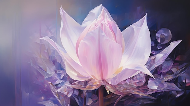 Tulipán de cristal iridiscente Luz púrpura suave