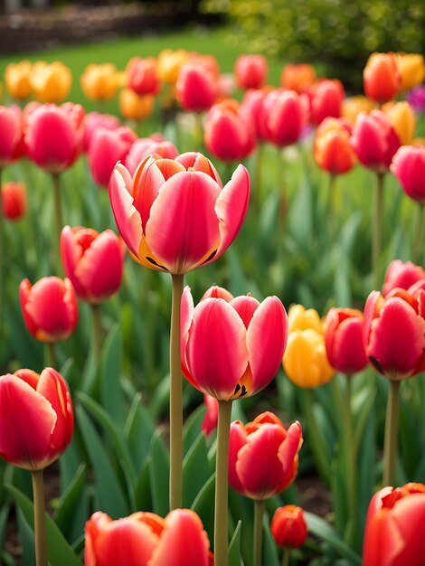 Tulipán en el jardín de fondo natural