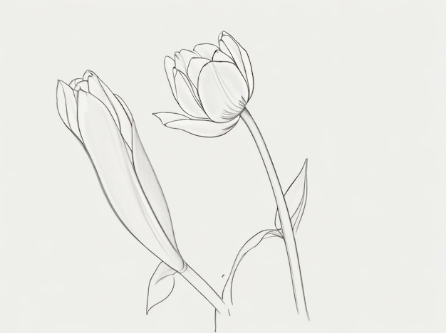 Foto tulipán oneline dibujo flor abstracta línea continua
