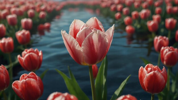 un tulipán con la palabra tulipanes en el fondo