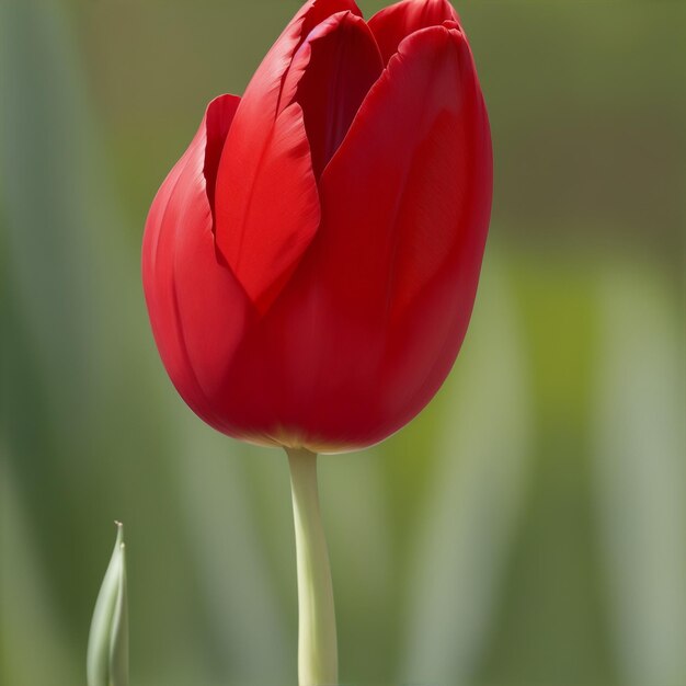 tulipán rojo con fondo verde