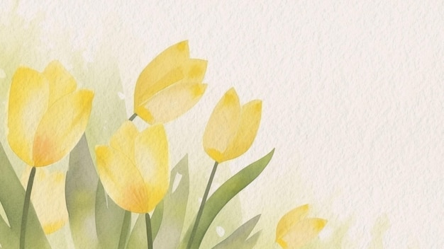 Tulipanes amarillos con fondo verde y la palabra tulipanes.