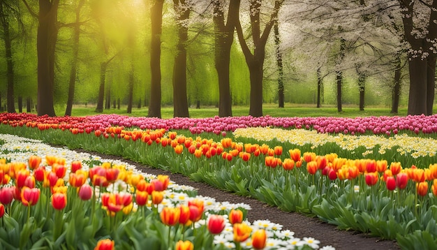 tulipanes en un campo de tulipanes