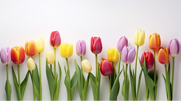 Foto tulipanes frescos sobre un fondo blanco flores de primavera