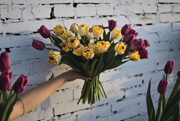 Tulipanes en la pared