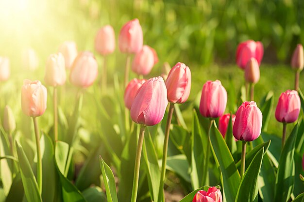 Tulipanes rojos hermosos