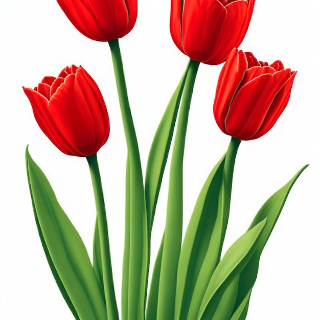 tulipanes rojos sobre un fondo blancotulipanes ilustración hermosos tulipanes rojos flores