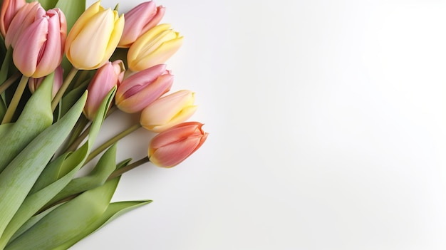 tulipanes sobre un fondo blanco