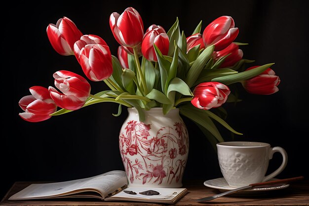 Tulipas com caderno