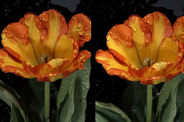 Foto tulipas com um efeito 3d estereoscópico