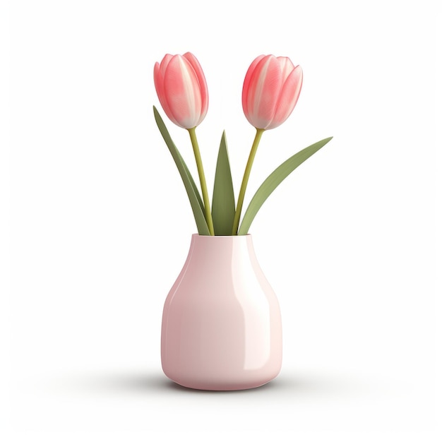 Tulipas Cor De Rosa Em Vaso De Vidro Renderizado Em 3D Arte Vetorial