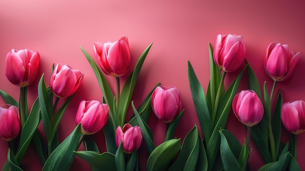 Tulipas cor-de-rosa vibrantes simbolizando o amor para a celebração do Dia das Mães