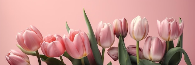 tulipas em fundo rosa pastel