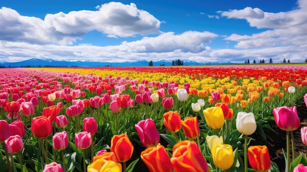 Tulipas em um campo de flores