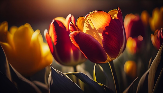 Tulipas Lindo buquê de tulipas tulipas coloridas tulipas na primavera tulipa colorida generative ai