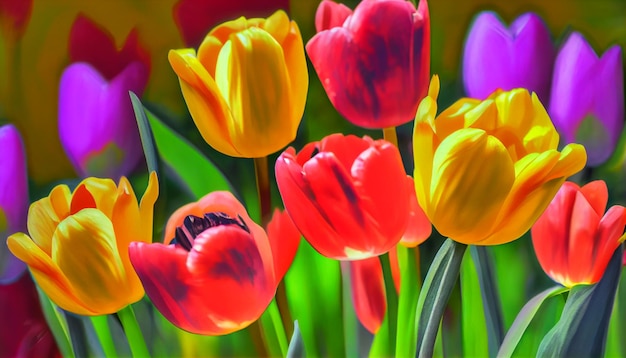 Tulipas Lindo buquê de tulipas tulipas coloridasgenerative ai