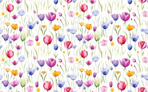 Tulpe, Aquarell, Seamless, Muster, Hintergrund