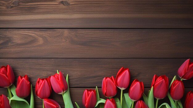 Foto tulpen auf hölzernem hintergrund