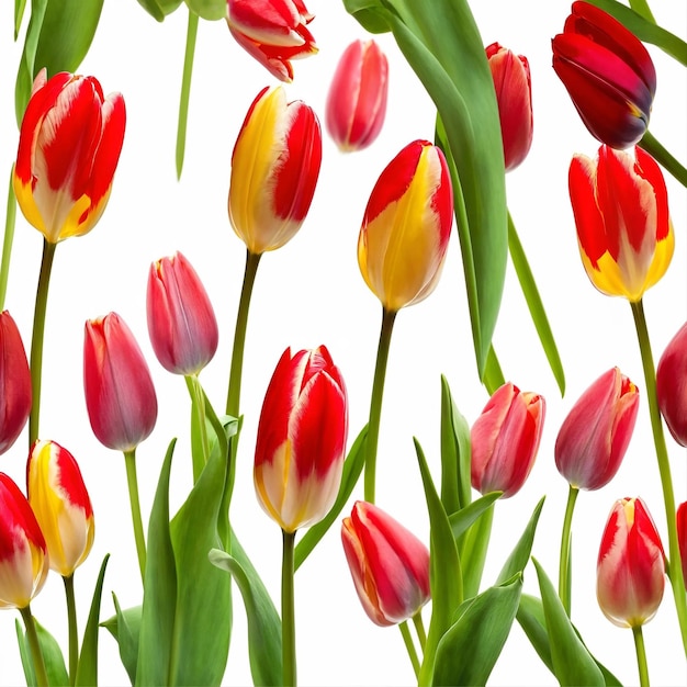 Tulpen auf weißem Hintergrund mit nahtlosem Muster